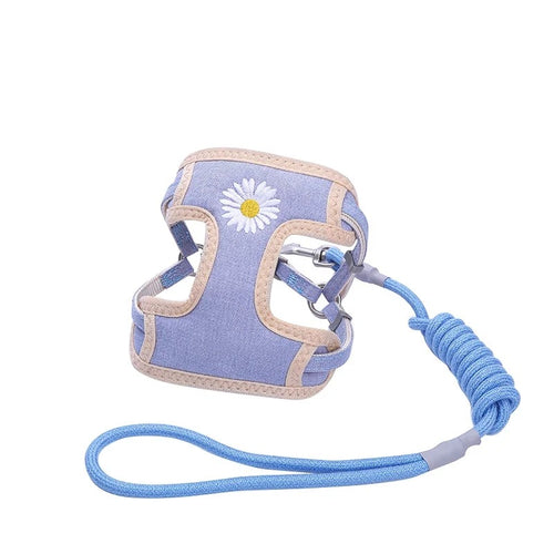 Adjustable Cat and Dog Leash Set with Chest and Back Harness, Anti-Loss Pet Walking Rope, Breathable Summer Mesh Fabric, Anti-Strangulation and Secure Walking Leash for Cats and Dogs