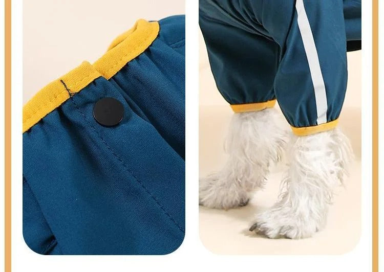 Adjustable Waterproof Dog Raincoat with Reflective Stripes, Windproof and Warm Pet Jacket for Small to Medium Dogs, Lightweight Hooded Rain Coat for Outdoor Walks in Rainy Weather